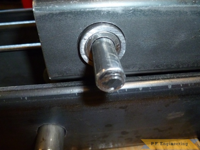 Pivot pin through inner and outer bushings