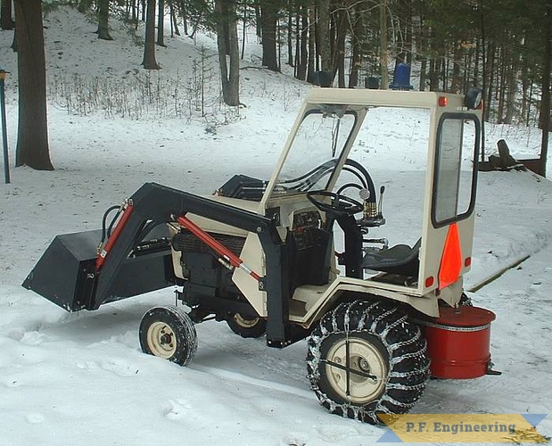 Glenn also uses the Bolens HT-23 front end loader for snow removal duty. i like that there is room to have the cab installed at the same time. | Bolens HT-23 Garden Tractor Loader_2