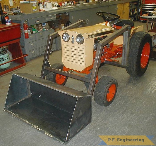 Tom P. from Llion, NY is building this front end loader for his Case 195 garden tractor. nice job Tom, it looks like it belongs on that tractor! | Case 195 Garden Tractor Loader_2