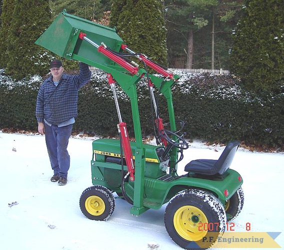 Height to under a level bucket is  6 feet 1 inches | John Deere 112 Garden Tractor Loader_1