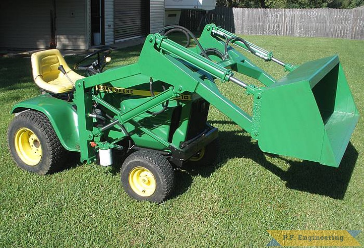 Joe B. in Vicksburg, MS built this front end loader for his John Deere 210 Garden tractor. that's a lot of green! great work Joe! | John Deere 210 Garden Tractor Loader_1