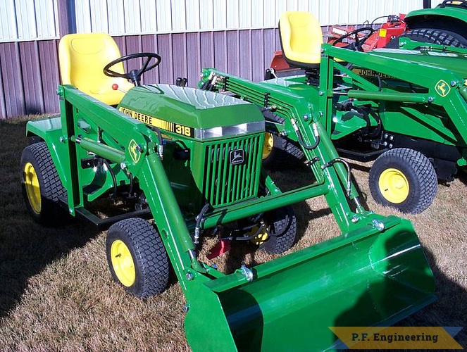 Gerry B. in Omaha, NE built this loader for his John Deere 318 Garden tractor | John Deere 318 Garden Tractor Loader_1
