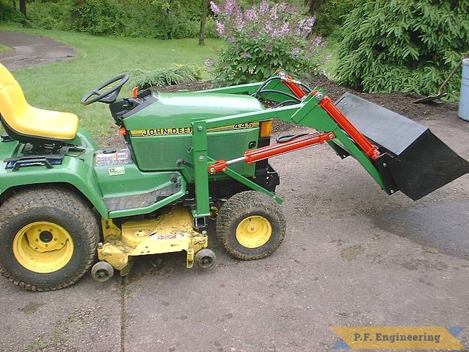 Tim B. from Schwenksville, PA got together with some friends and built this loader in one weekend! nice work Tim! | John Deere 445 Garden Tractor Loader_3