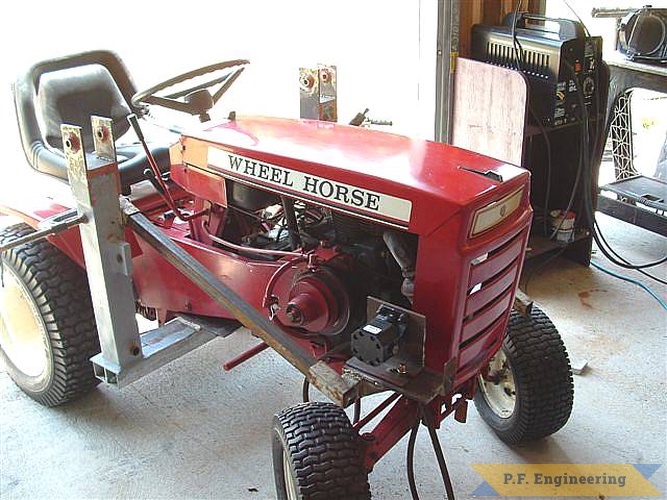 pics of the side engine Pump mounting design | Wheel Horse 16 HP garden tractor Loader_3