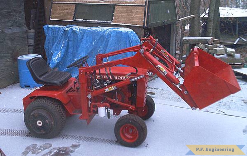 Burt T. in Hallowell, ME built this fine loader for his WheelHorse garden tractor | WheelHorse garden tractor loader_1