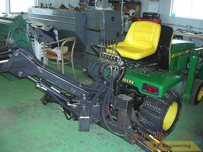 great work on the Loader and Micro Hoe, Blair! | John Deere 322 garden tractor Micro Hoe_1