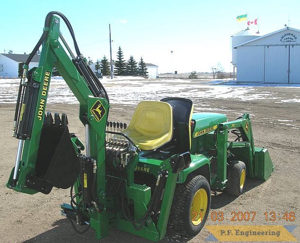 great work on the Loader and Micro Hoe, Blair! | John Deere 322 garden tractor Micro Hoe_3