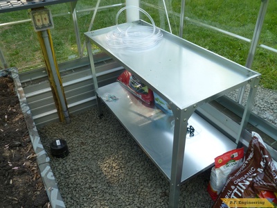 galvanized work table.palram 6x10 greenhouse project